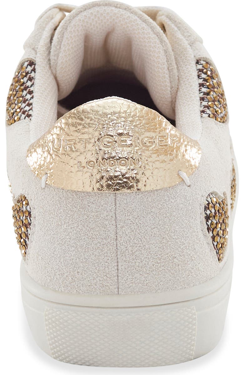Kurt Geiger London Kids' Mini Lane Love Crystal Heart Sneaker, Alternate, color, Bone/ Gold