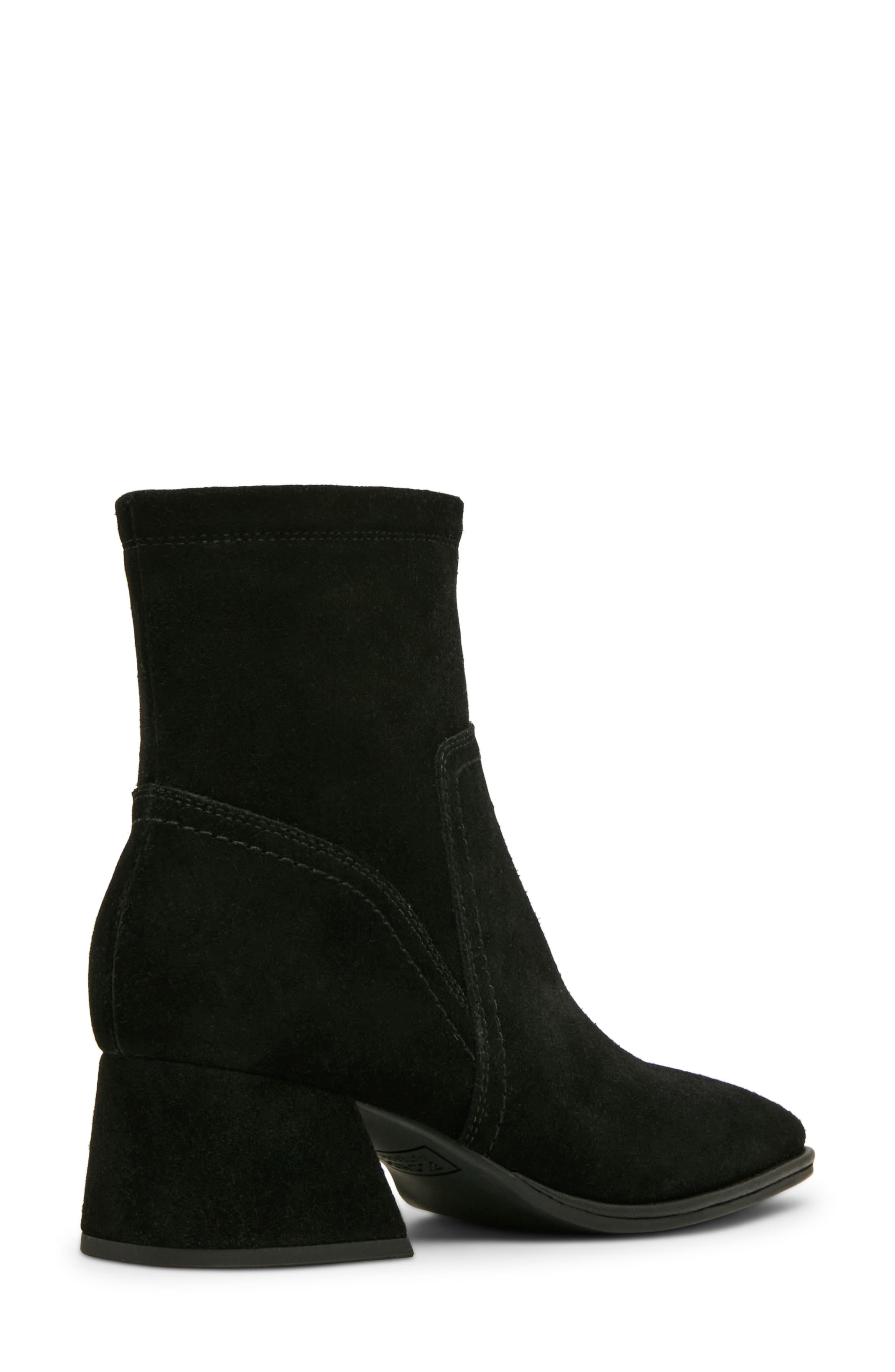 Marina Waterproof Stretch Suede Block Heel Bootie, Alternate, color, BLACK SUEDE
