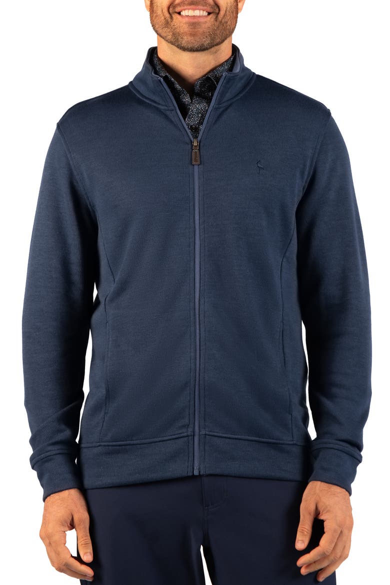 French Rib Full Zip Sweater, Main, color, NAVY
