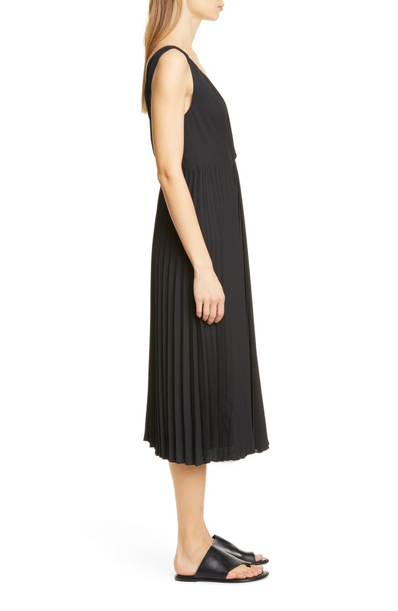 Vince Twist Front Pleated Midi Dress, Alternate, color,