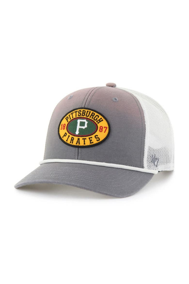 Men's '47 Gray/White Pittsburgh Pirates Tide Sweep Rope Trucker Adjustable Hat, Main, color, Gray