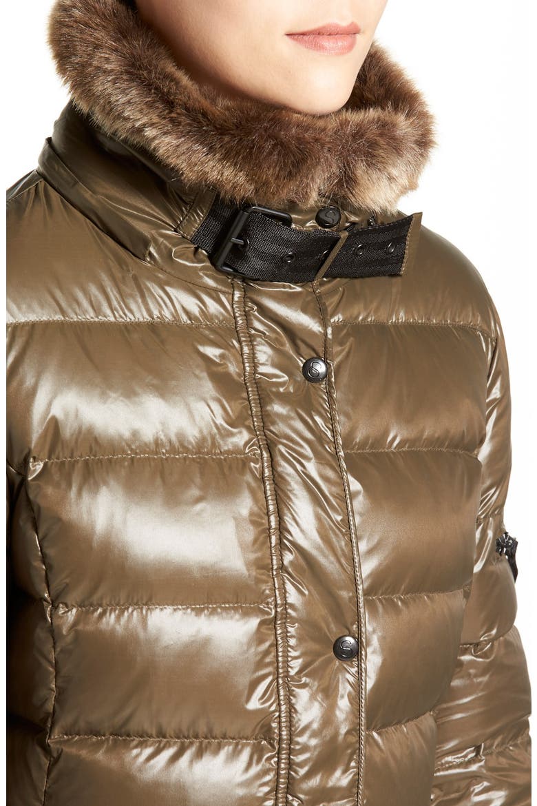 S13/NYC 'Mulberry' Faux Fur Trim Puffer Coat, Alternate, color, GREEN