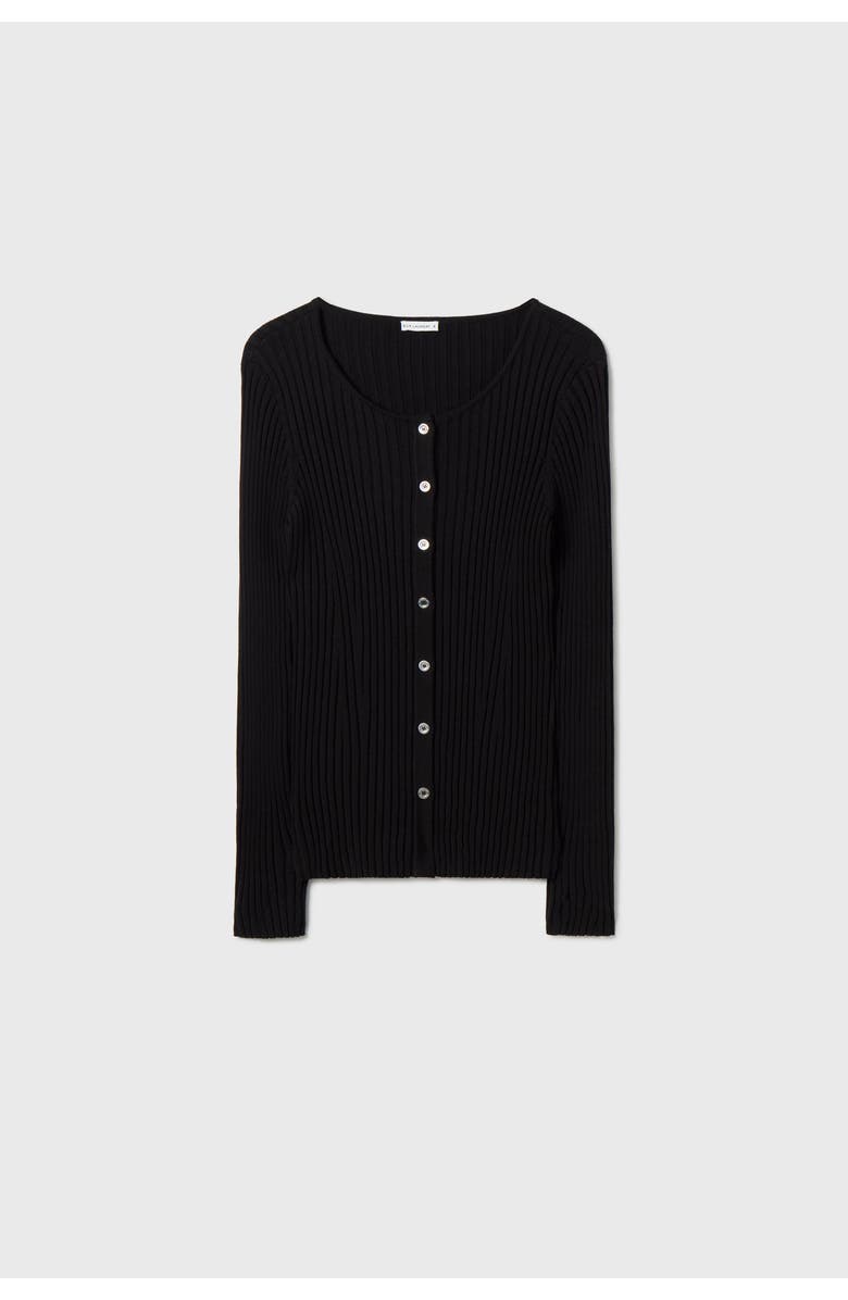 SILK LAUNDRY RIBBED KIA CARDIGAN BLACK, Alternate, color,