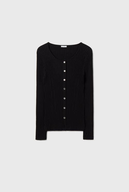 Shop Silk Laundry Ribbed Kia Cardigan Black