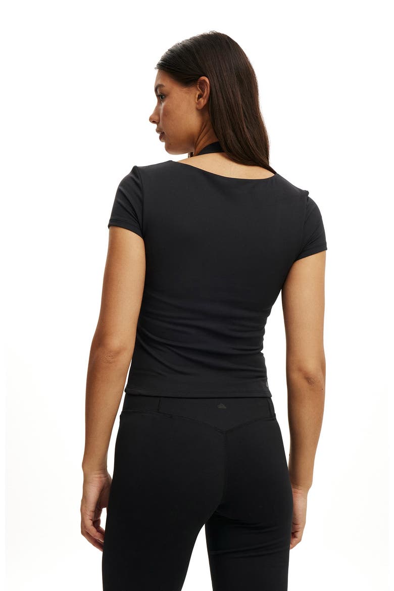 Women's Active Ultra Soft Square Neck Fitted Tshirt, Alternate, color, Black