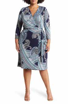 Renee C Paisley Print Jersey Wrap Dress
