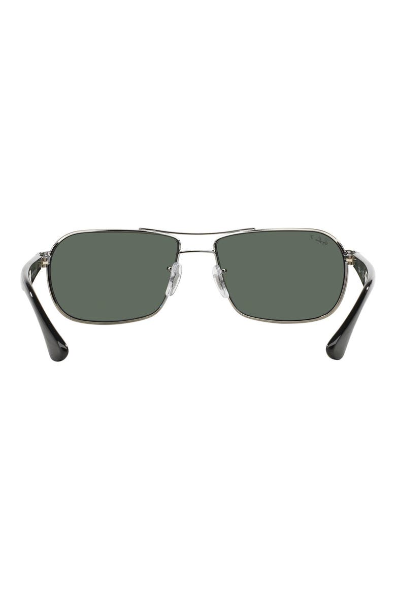 62mm Square Polarized Sunglasses, Alternate, color, GUNMETAL