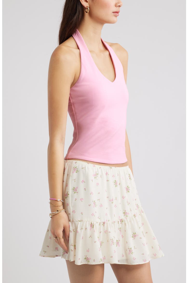 Stretch Cotton Halter Top, Alternate, color, PINK SWEET