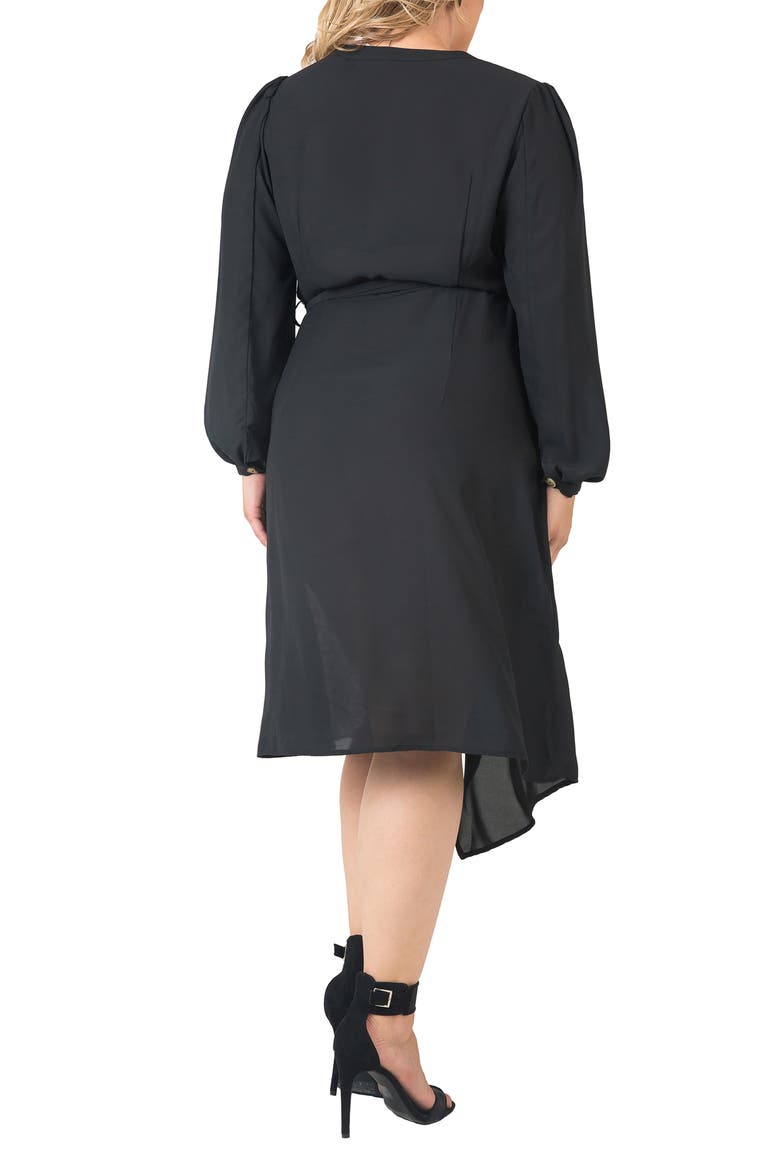 Asymmetrical Long Sleeve Shirtdress, Alternate, color, BLACKBROWN