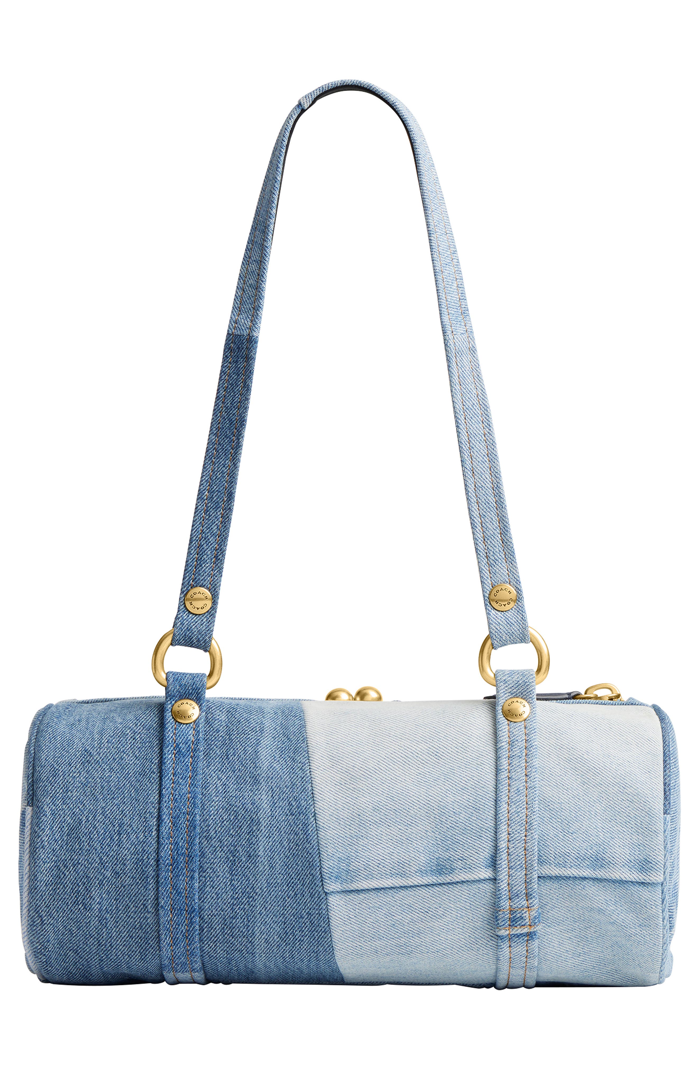 COACH Originals Kisslock 28 Denim Barrel Bag, Alternate, color, 