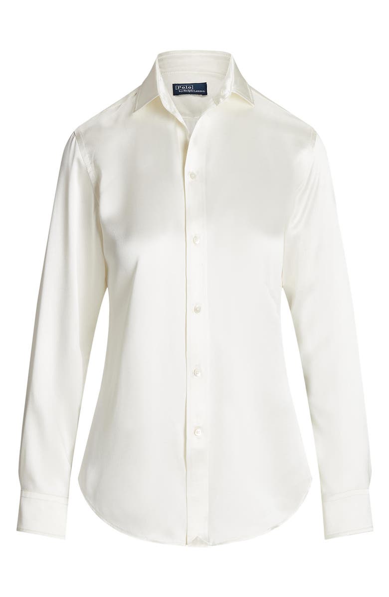 Polo Ralph Lauren Silk Charmeuse Button-Up Shirt, Alternate, color, 