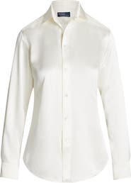 Polo Ralph Lauren Silk Charmeuse Button-Up Shirt