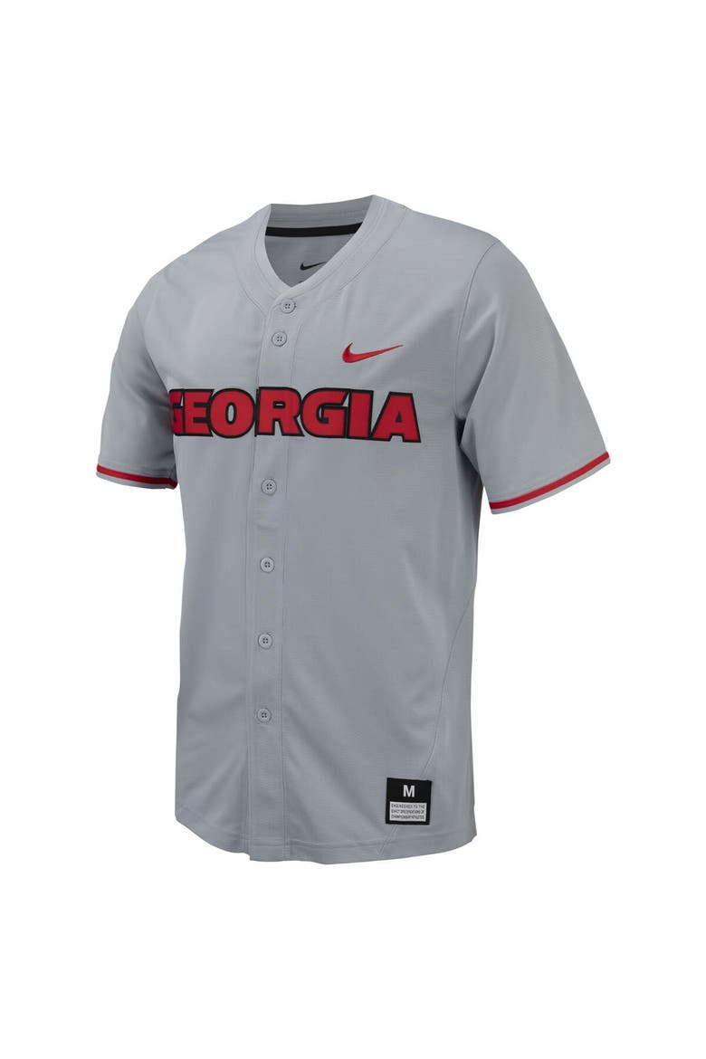 Men's Nike Gray Georgia Bulldogs Replica Full-Button Baseball Jersey, Alternate, color, Gray