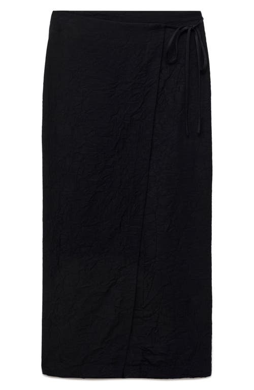 Mango Crinkled Wrap Midi Skirt In Black