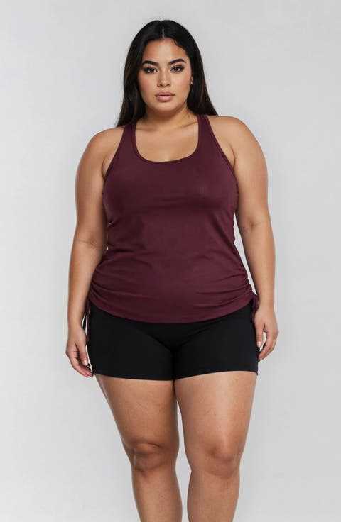 Plus Size Maya Tankini Swim Top Removable Cups and Black Swim Shorts Set