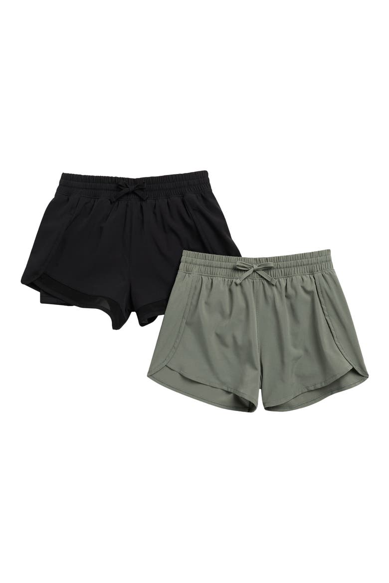 Kids' 2-Pack Lightstreme Active Shorts, Main, color, BLACK/ AGAVE GREEN