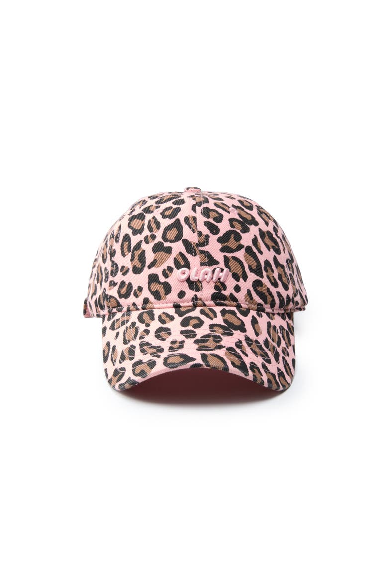 Leopard Print Baseball Cap, Main, color, Blush Pink