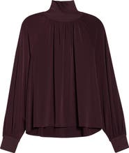 Vince Rib Trim Gathered Long Sleeve Top