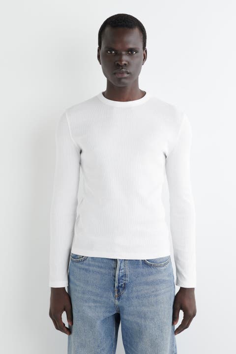 Slim Ribbed Cotton Long-Sleeved T-Shirt
