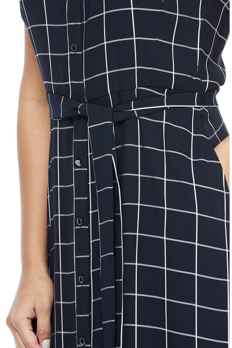 Courtney Windowpane Midi Shirtdress, Alternate, color, NAVY/ WHITE