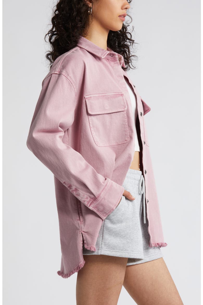 Frayed Oversize Twill Workwear Shirt, Alternate, color, PURPLE CLOUD