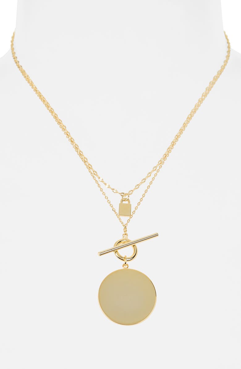 NORDSTROM RACK Set of 2 Demi Fine Disc Pendant Necklaces, Alternate, color, Gold