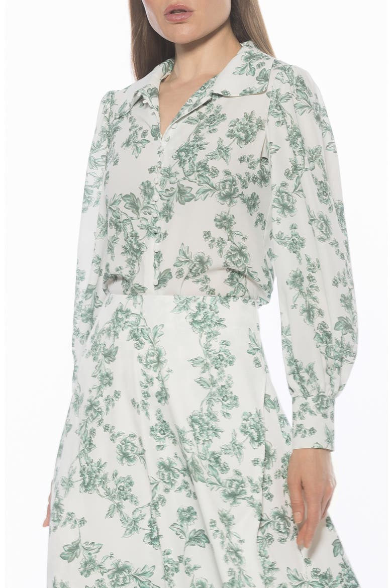 Rah Covered Button-Down Top, Alternate, color, GREEN FLORAL