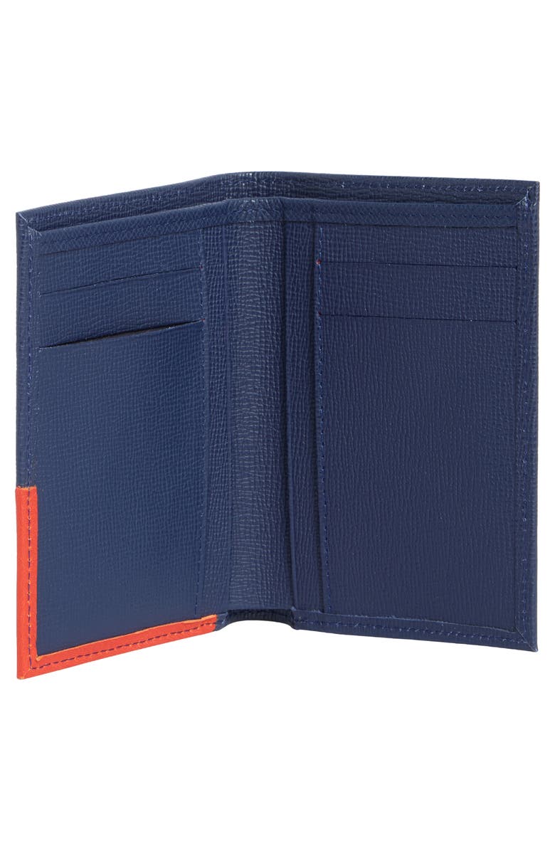 Longchamp Parisis Bifold Leather Card Wallet, Alternate, color, Navy/Orange