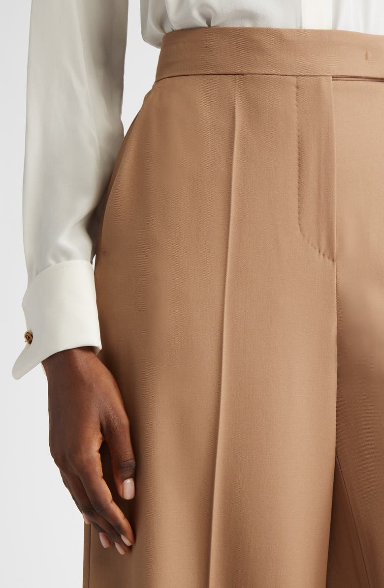 Max Mara Ninfa Virgin Wool Ultra Wide Leg Pants, Alternate, color, Camel