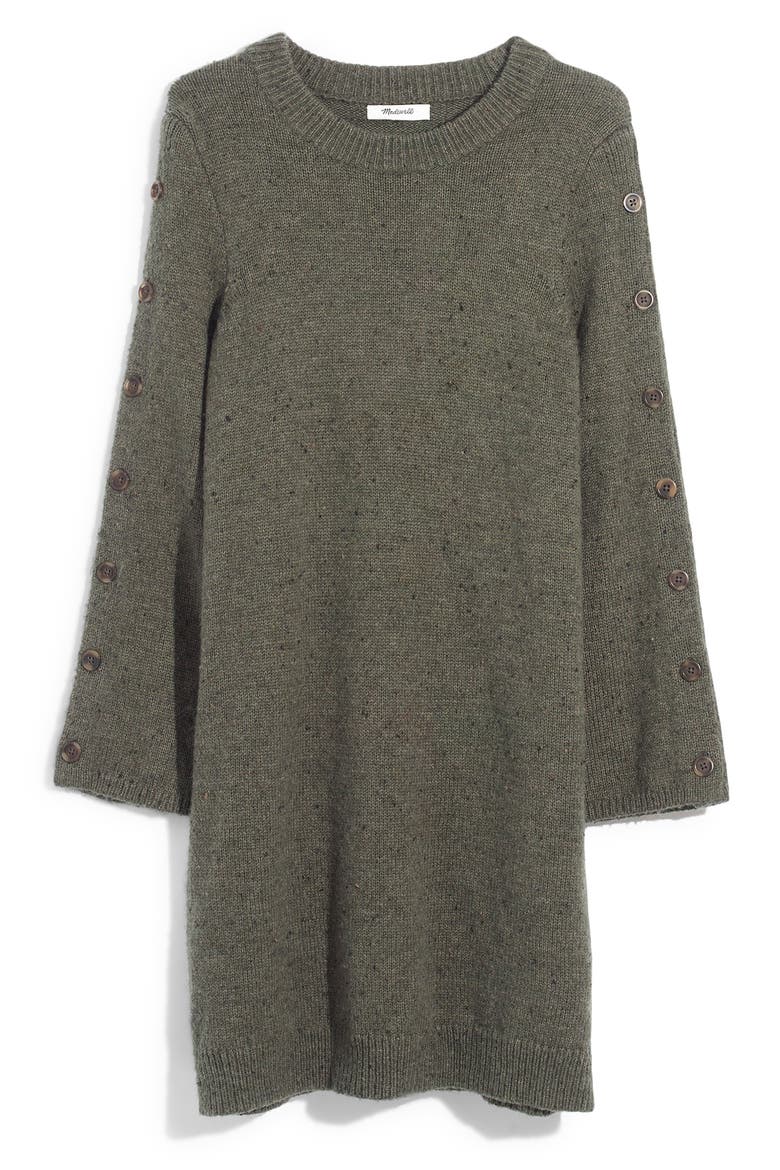 Donegal Button-Sleeve Sweater Dress, Alternate, color, DONEGAL FOREST