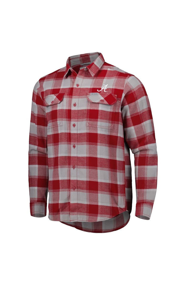 Columbia Men's Columbia Crimson Alabama Crimson Tide Flare Gun Flannel Team Button-Up Shirt, Alternate, color, 