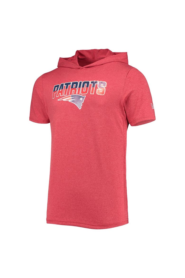 Men's New Era Heathered Red New England Patriots Team Brushed Hoodie T-Shirt, Alternate, color, Red