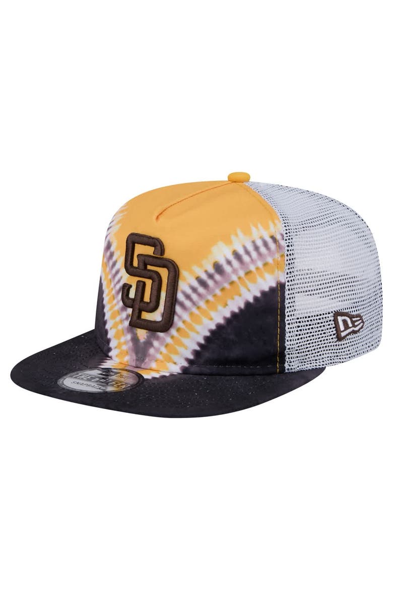 Men's New Era San Diego Padres Tie-Dye Golfer Trucker Adjustable Hat, Main, color, Brown