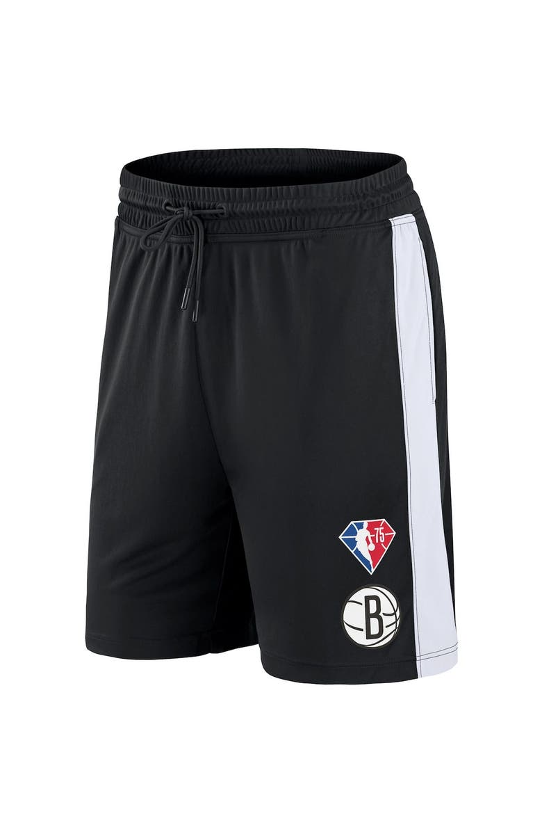 FANATICS Men's Fanatics Branded Black Brooklyn Nets 75th Anniversary Downtown Performance Practice Shorts, Alternate, color, 