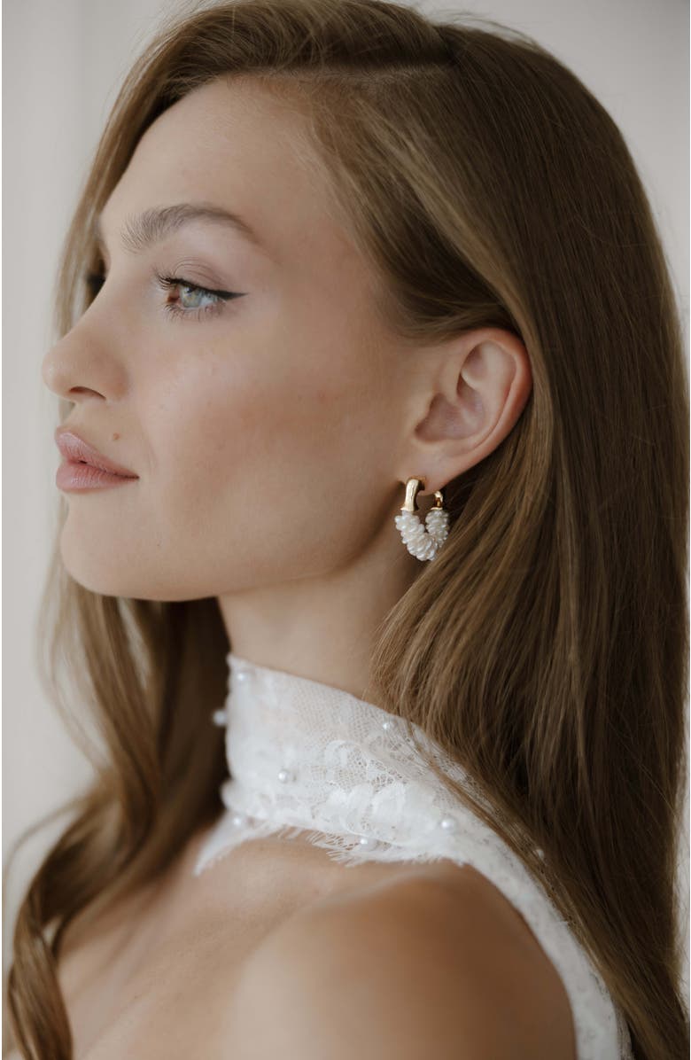 Untamed Petals Chateau Pearl Hoops, Alternate, color, 