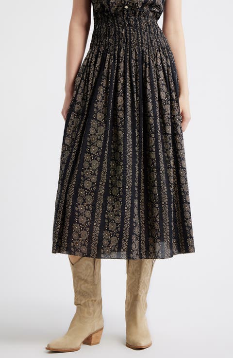 The Canary Print Midi Skirt