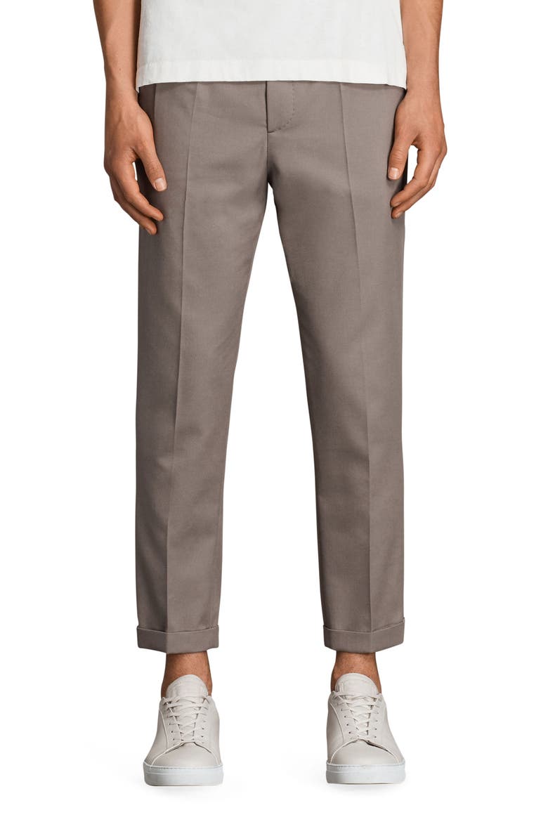 Tallis Pleated Cotton & Wool Trousers, Main, color, SOFT KHAKI GREEN