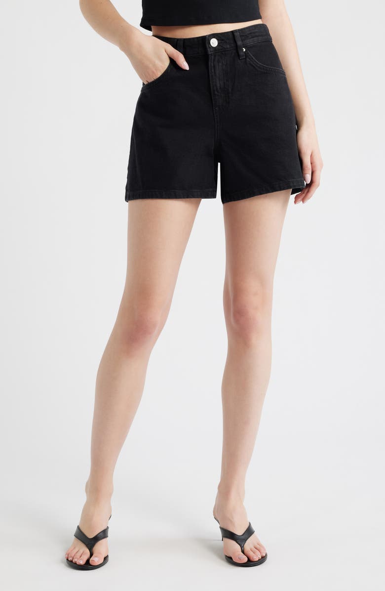 MANGO Denim Shorts, Main, color, Black Denim
