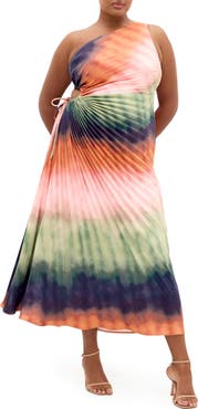 City Chic Aliza Print Cutout One-Shoulder Maxi Dress