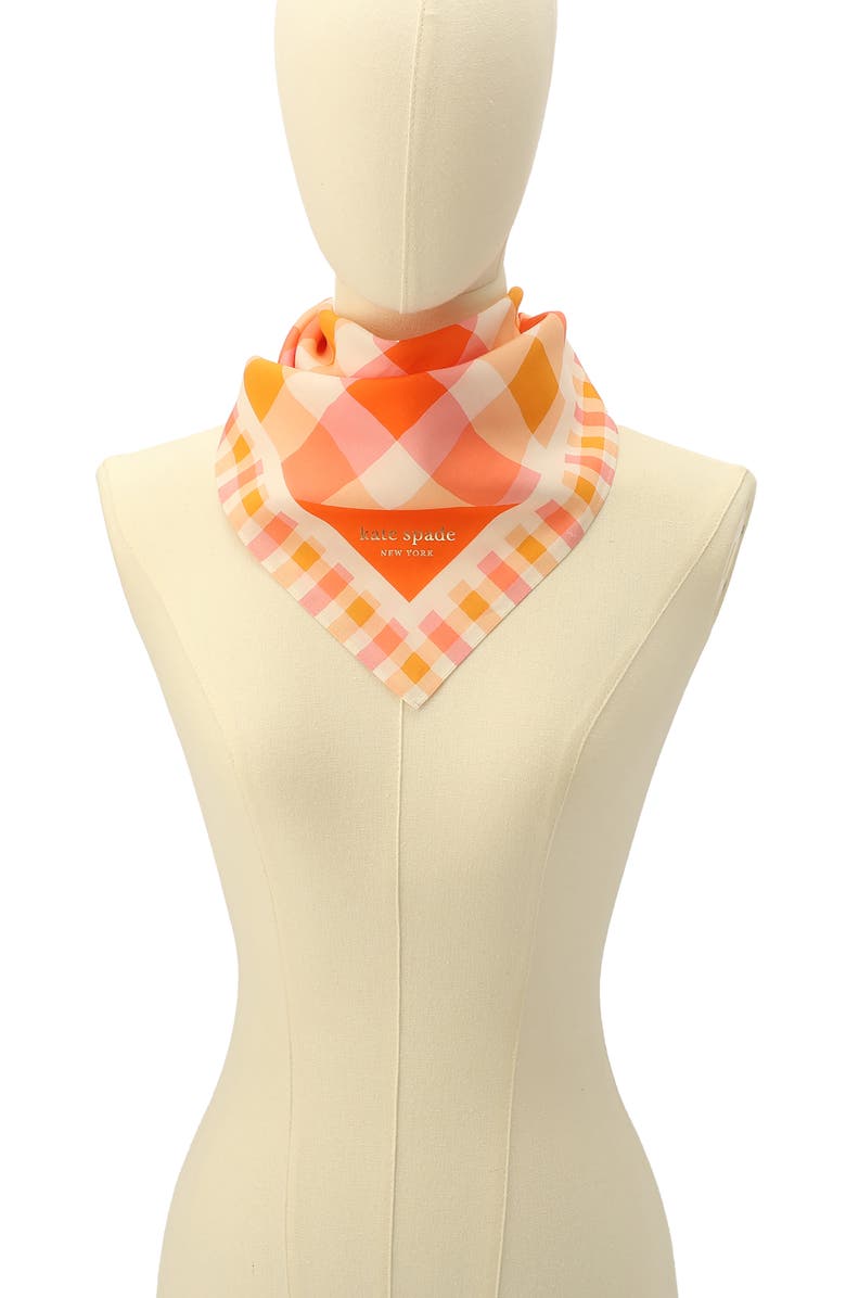 Kate Spade New York beach plaid cotton & silk scarf, Alternate, color, Orange Multi