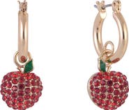 Hallmark Huggie Hoop Earrings with Pave Stone Apple Drop