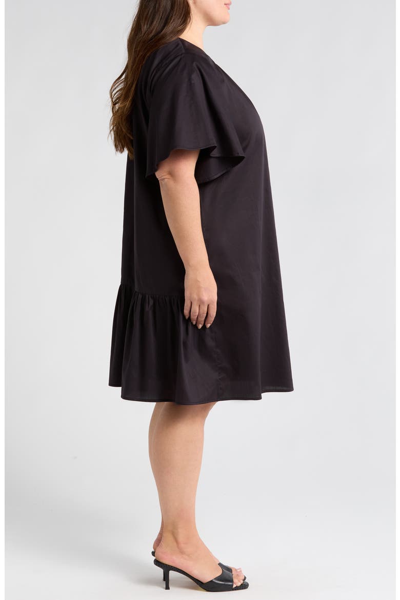Agata Flutter Sleeve Cotton Dress, Alternate, color, BLACK