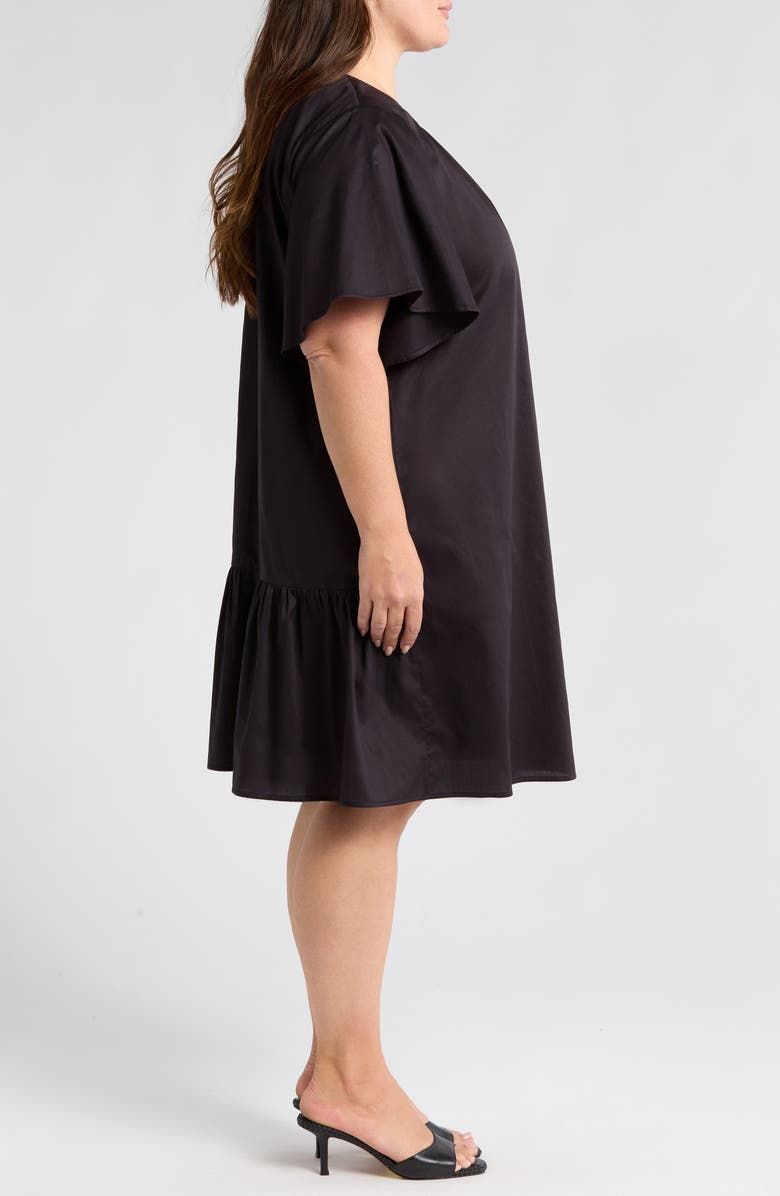 HARSHMAN Agata Flutter Sleeve Cotton Dress, Alternate, color, Black