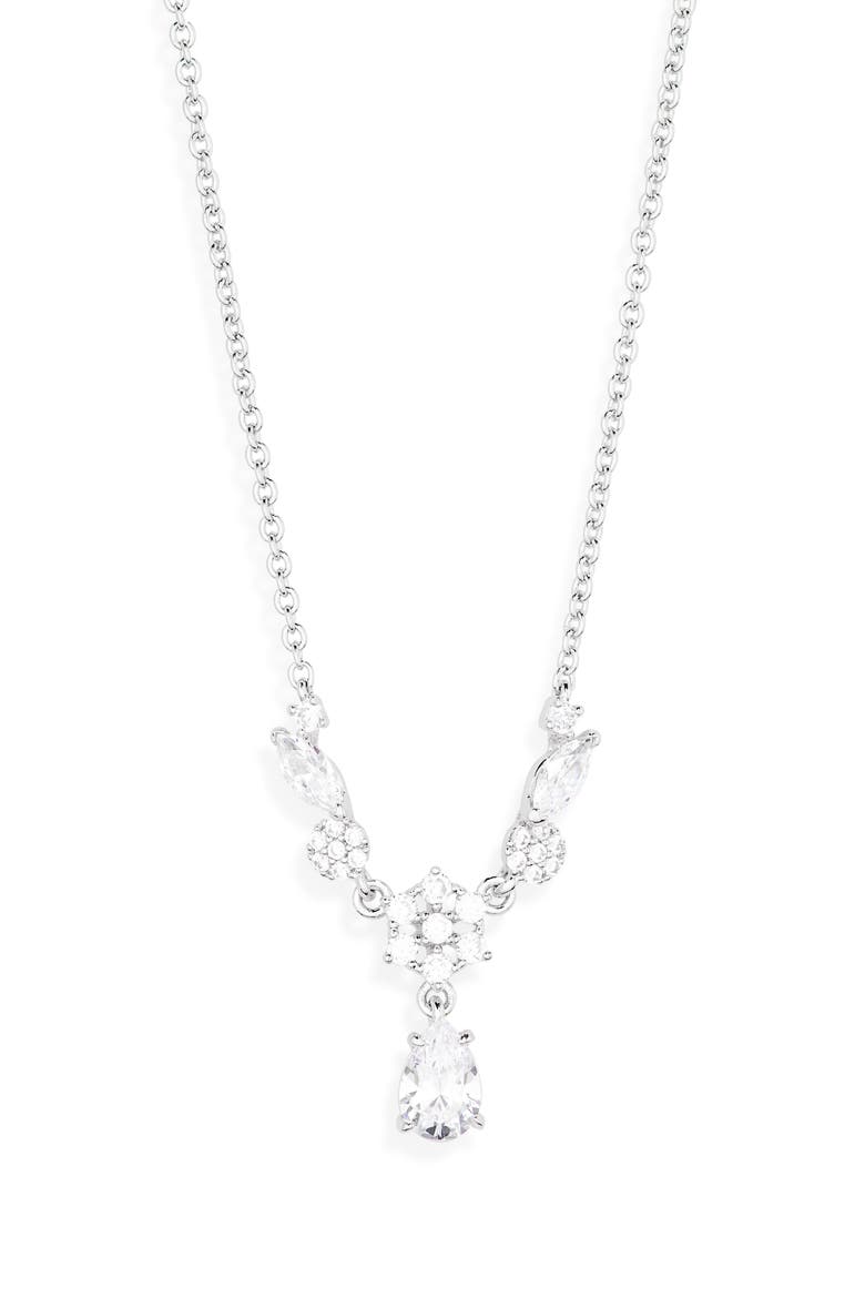 Midsummer Floral Frontal Necklace, Main, color, RHODIUM