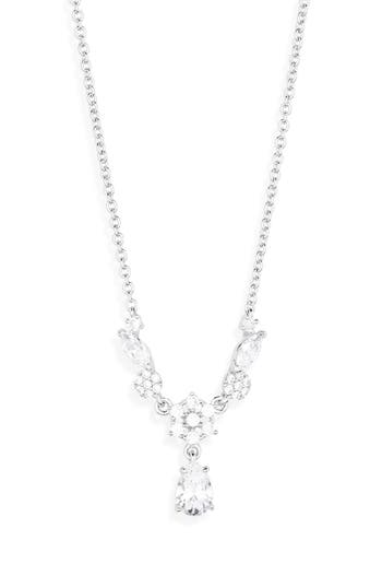 Nadri Midsummer Floral Frontal Necklace In Silver