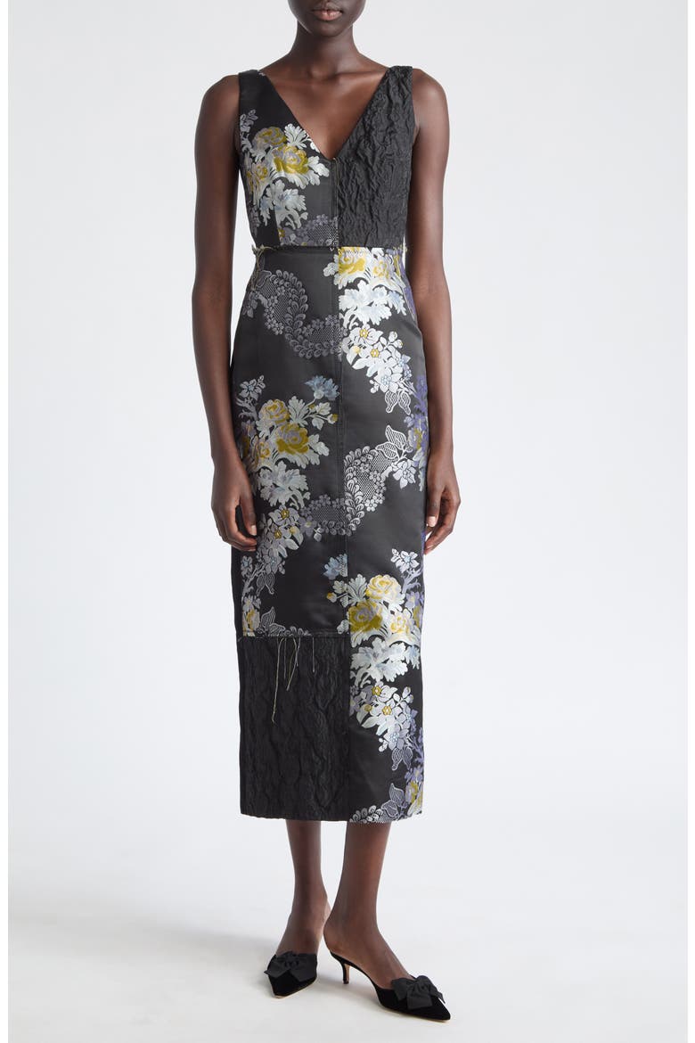 Historic Jacquard Midi Dress, Main, color, BLACK/ MULTI