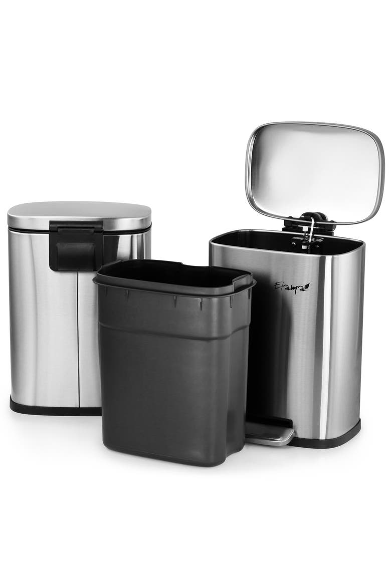 3 Piece 13 Gallon and 1.3 Gallon Trash Bin, Alternate, color, Silver