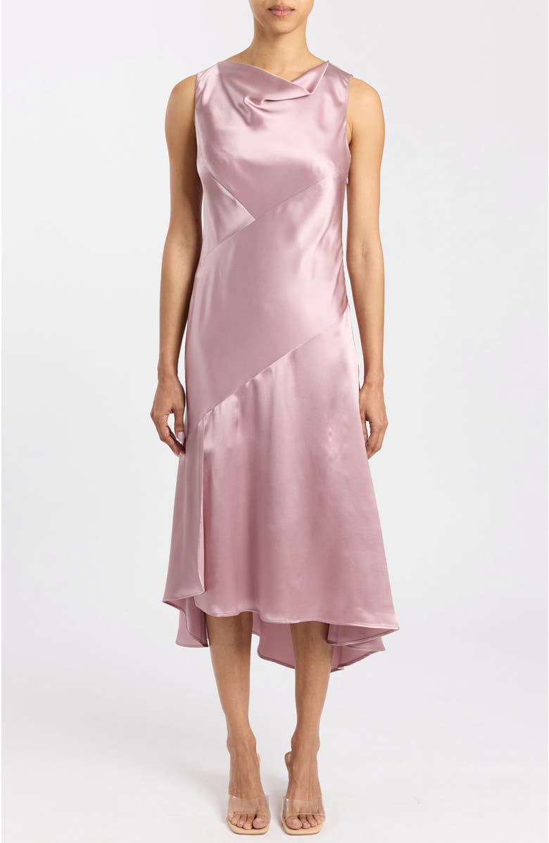 Santorelli Wynn Sleeveless Midi Sheath Dress in Silk Charmeuse, Main, color, Dusty Lilac