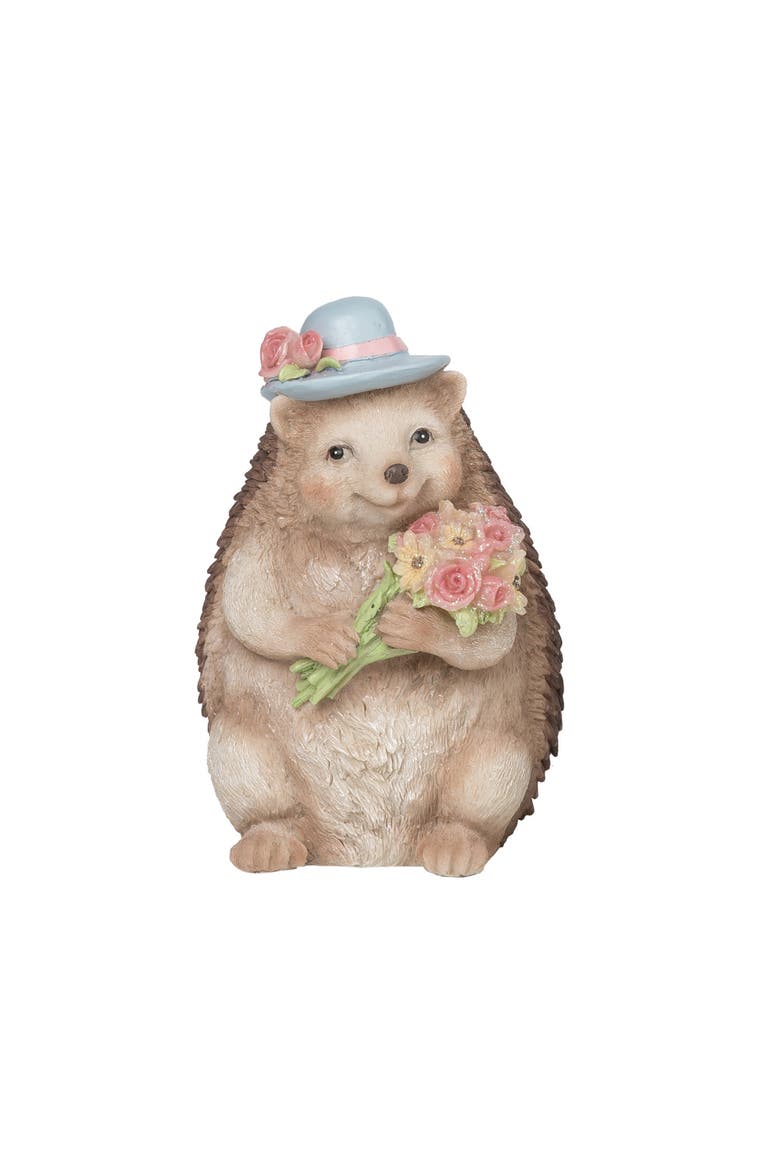4.25 Inch Brown Spring Light Up Hedgehog Figurine Decorative Polyresin Home Decor, Main, color, Brown