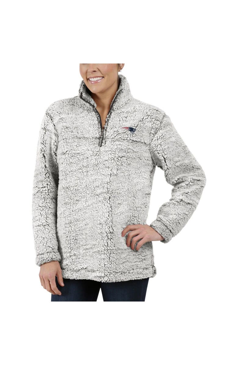 G-III 4HER BY CARL BANKS Women's Gray New England Patriots Sherpa Quarter-Zip Pullover Jacket, Alternate, color, 